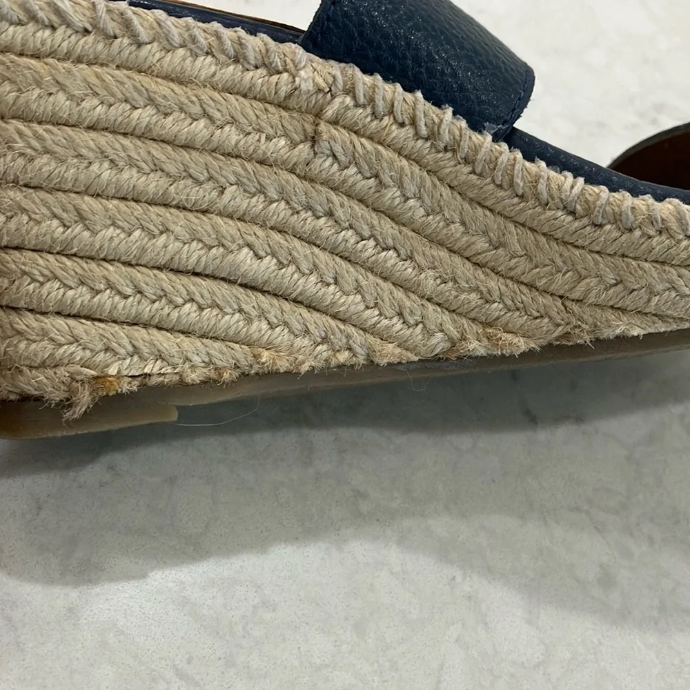 Softwalk Hartley Navy Leather Wedge‎ Espadrille Sandals W/Box Sz 7.5- EUC - Picture 14 of 15